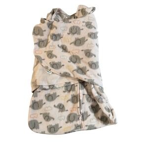 Halo SleepSack Swaddle Newborn 0-3M Gray Elephant Fleece 3-Way Swaddle
